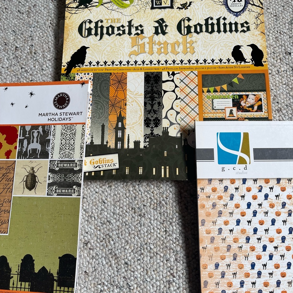 Halloween Scrapbook Paper.Ghosts & Goblins is single-sided and the others double